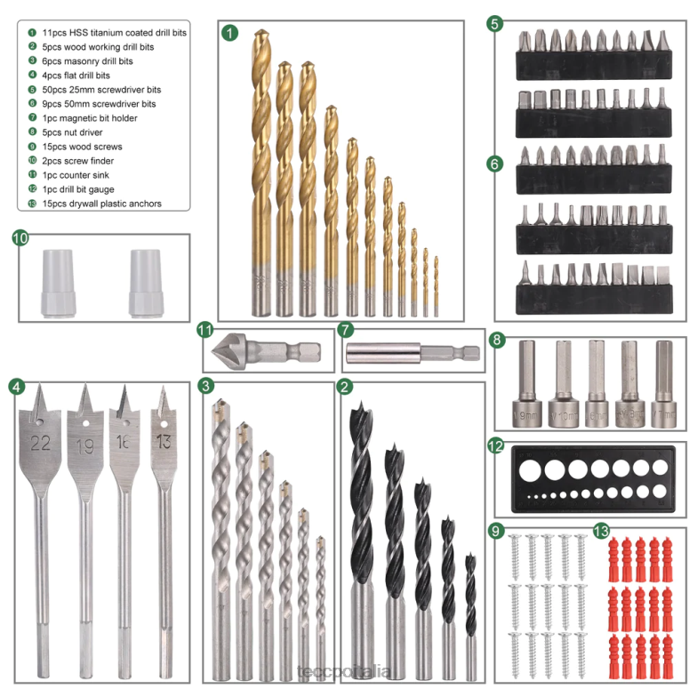 TECCPO set di punte da trapano Accessori L0VNJ5
