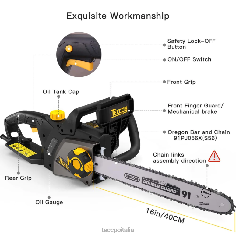 TECCPO Motosega a filo da 2400 W cura del giardino L0VNJ30
