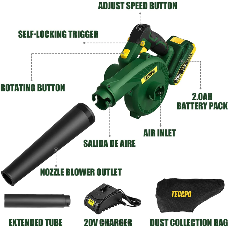 TECCPO soffiatore/spazzatrice senza fili cura del giardino L0VNJ56