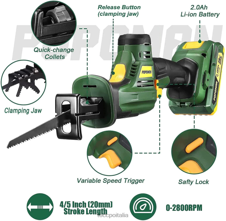 TECCPO Sega alternativa a batteria da 20 V lavorazione del legno L0VNJ22