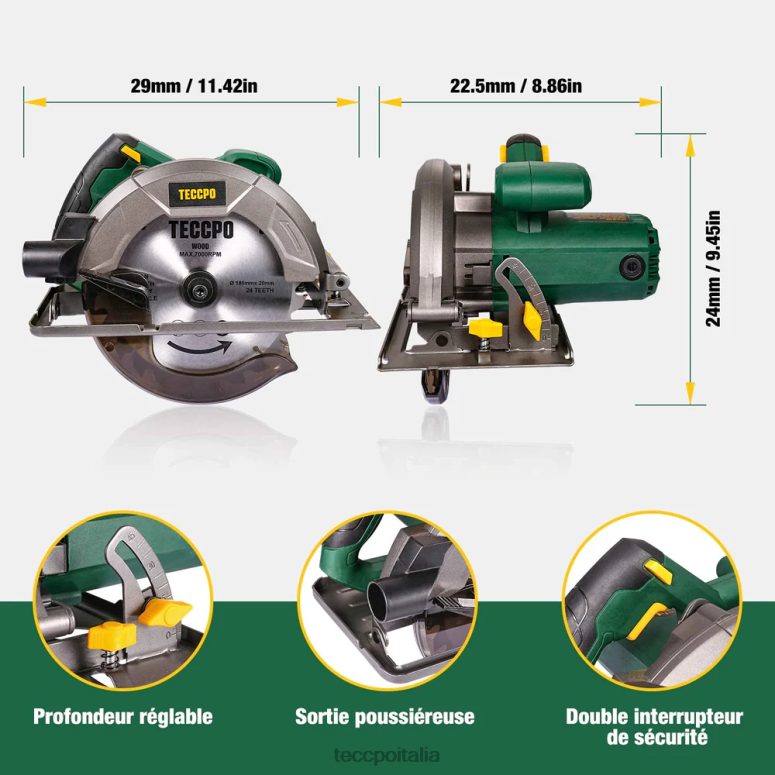 TECCPO Sega circolare da 1200w lavorazione del legno L0VNJ27