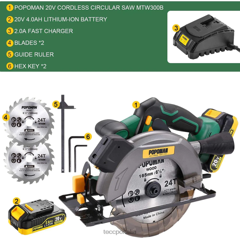 TECCPO sega circolare a batteria lavorazione del legno L0VNJ19
