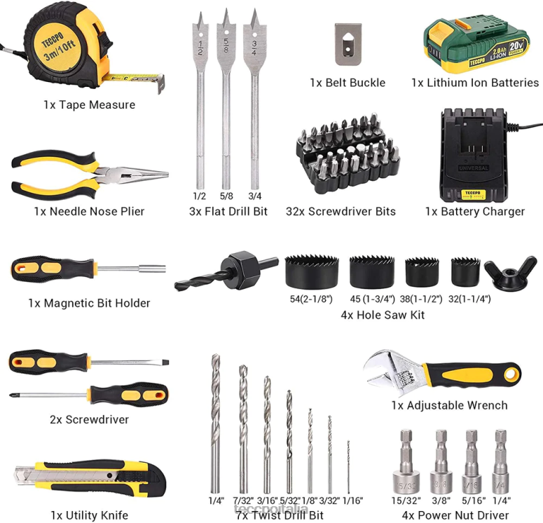 TECCPO set trapano a batteria trapani e avvitatori L0VNJ10