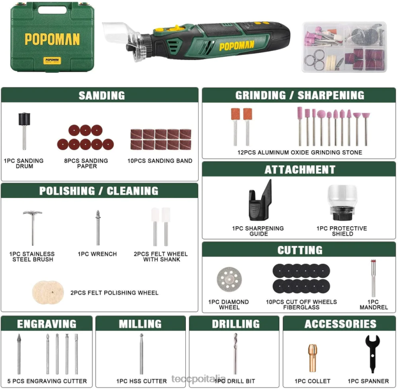 TECCPO Kit di utensili rotanti a batteria Popoman utensili rotanti L0VNJ45