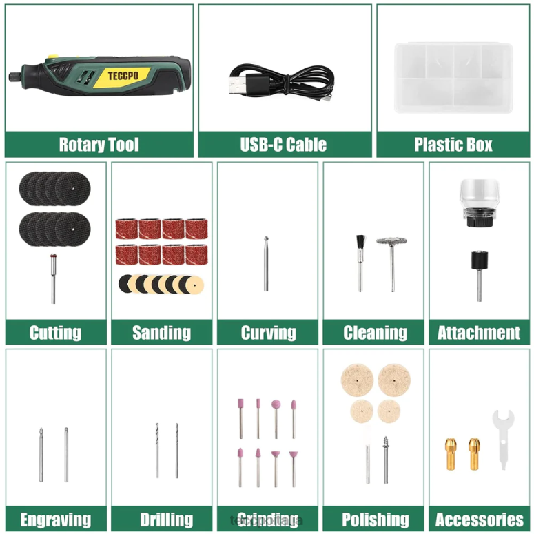 TECCPO Utensile rotativo a batteria 4V utensili rotanti L0VNJ49