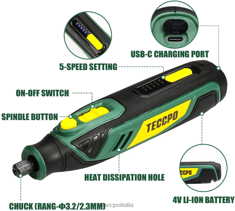 TECCPO Utensile rotativo a batteria 4V utensili rotanti L0VNJ49
