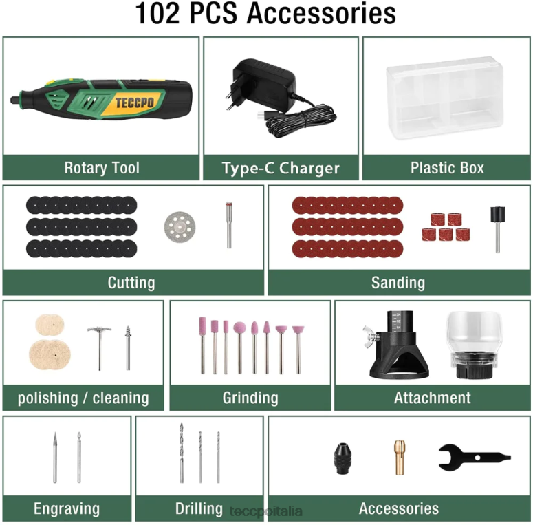 TECCPO Utensili rotanti alimentati a batteria 12 V utensili rotanti L0VNJ46